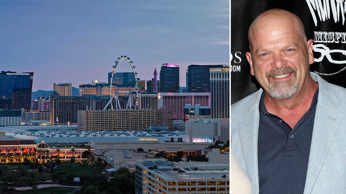 shot of las vegas at dusk with rick harrison at event