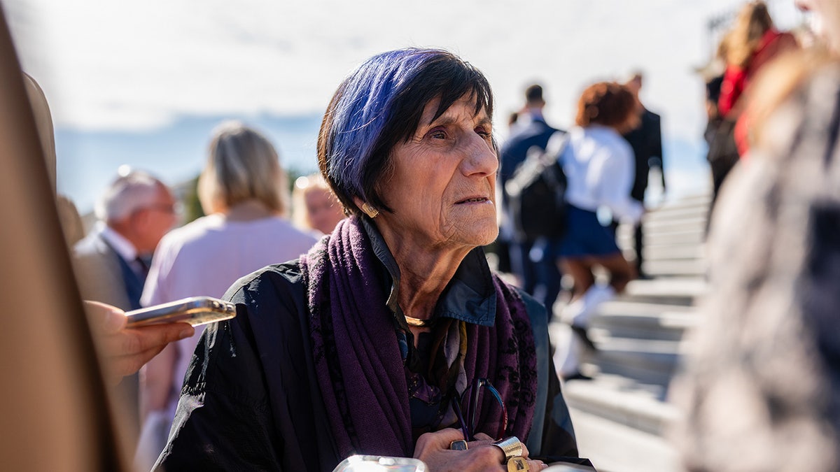 Rosa DeLauro stands outside the Capitol Building