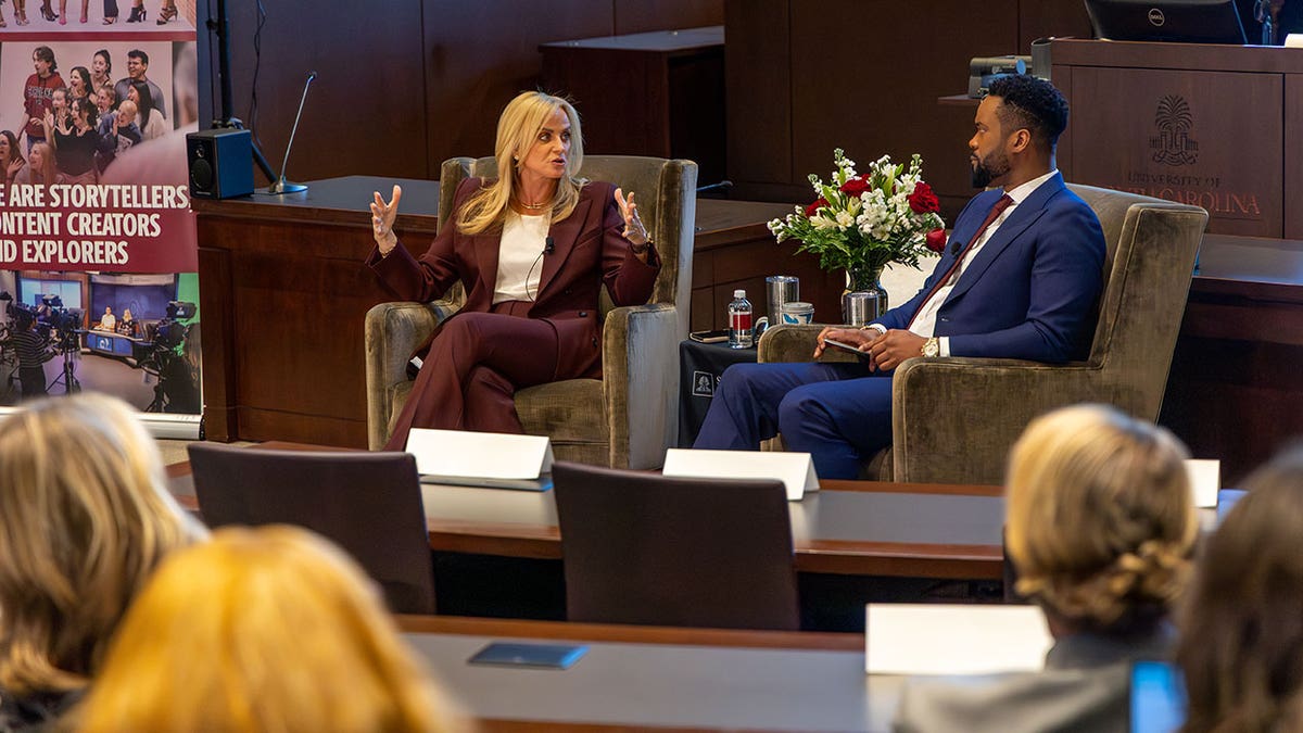 FOX News Media CEO Suzanne Scott and FOX & Friends Co-Host Lawrence Jones at the University of South Carolina’s Baldwin Business and Financial Journalism Lecture Series