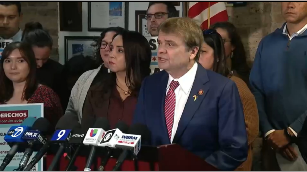 Rep. Mike Quigley speaking during press conference