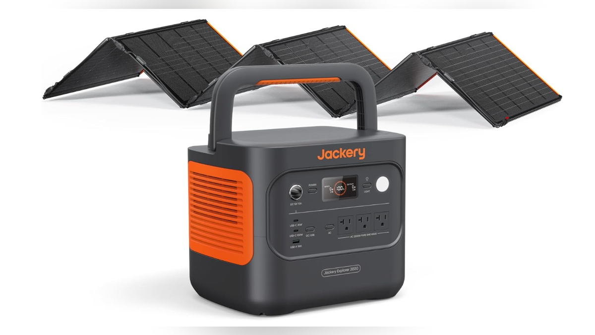 This Jackery battery comes with a solar panel for fast charging. 