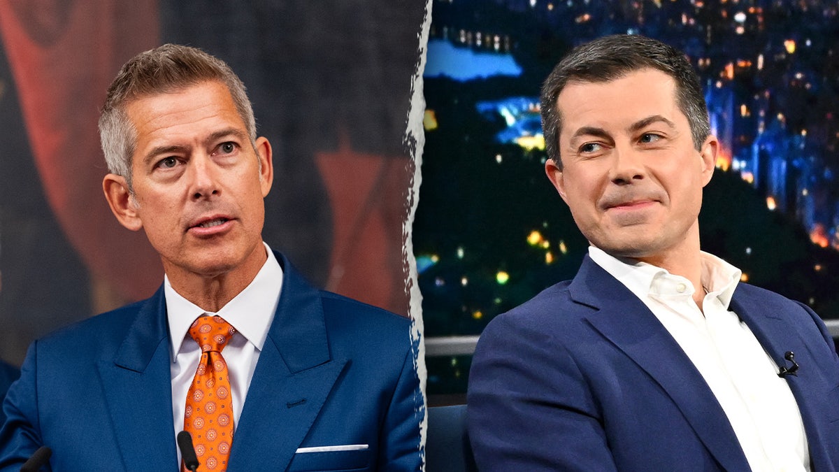 Sean Duffy and PEte Buttigieg in a split image