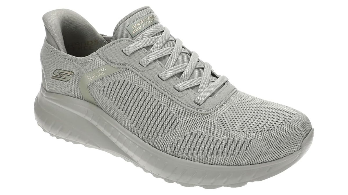 These Skechers are easy to slip on and off. 