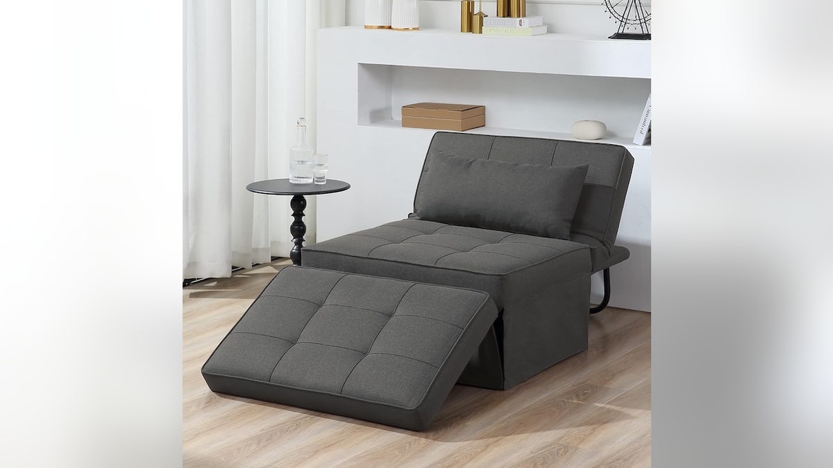 This convertible ottoman works as a lounger or single bed.