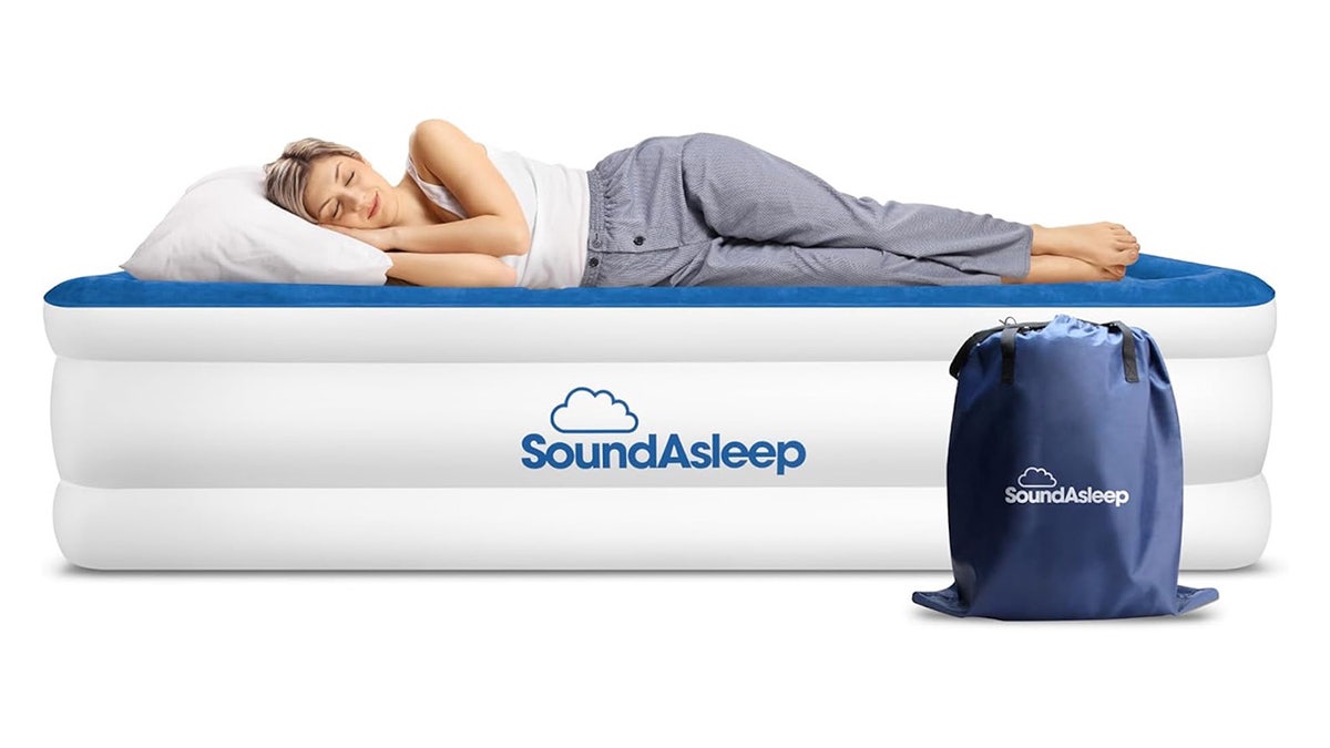 A built-in pump helps keep this air mattress firm.