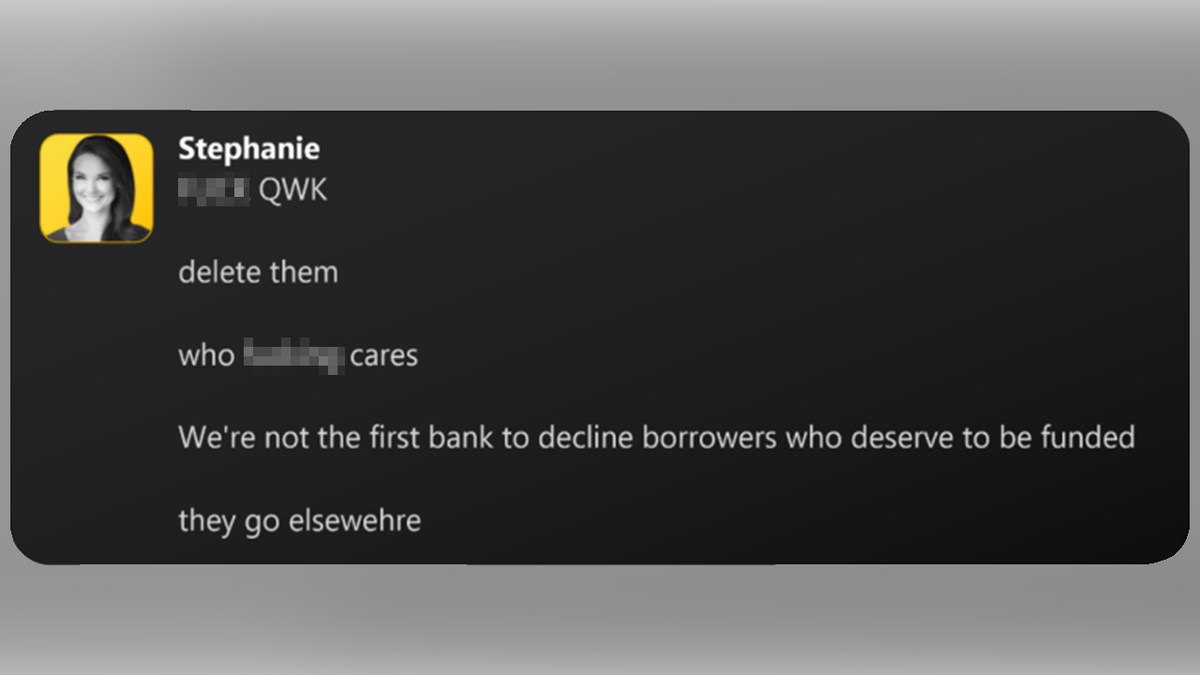 screenshot of message