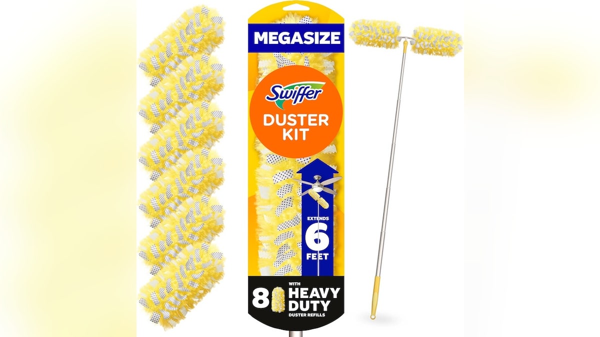 The extendable handle of this duster will help you clean hard-to-reach places.