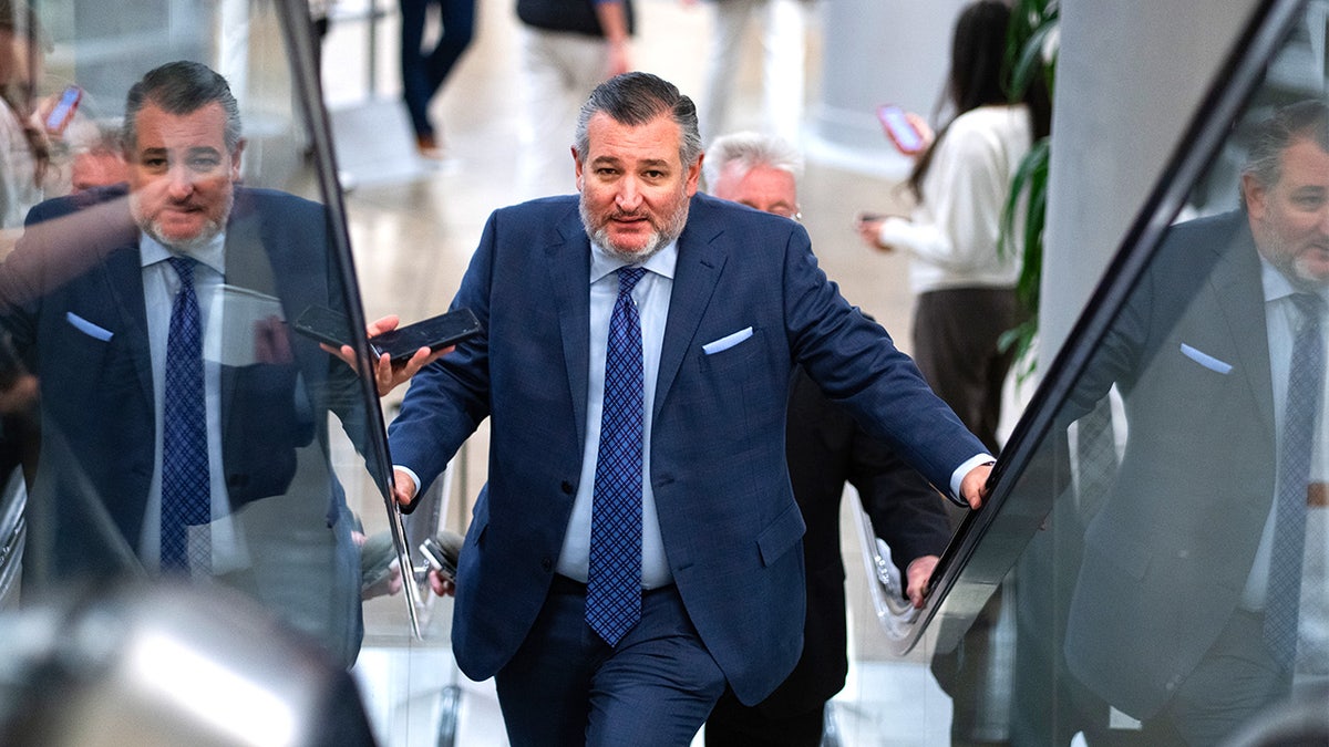 Sen. Ted Cruz walks through the U.S. Capitol following votes during the government shutdown.