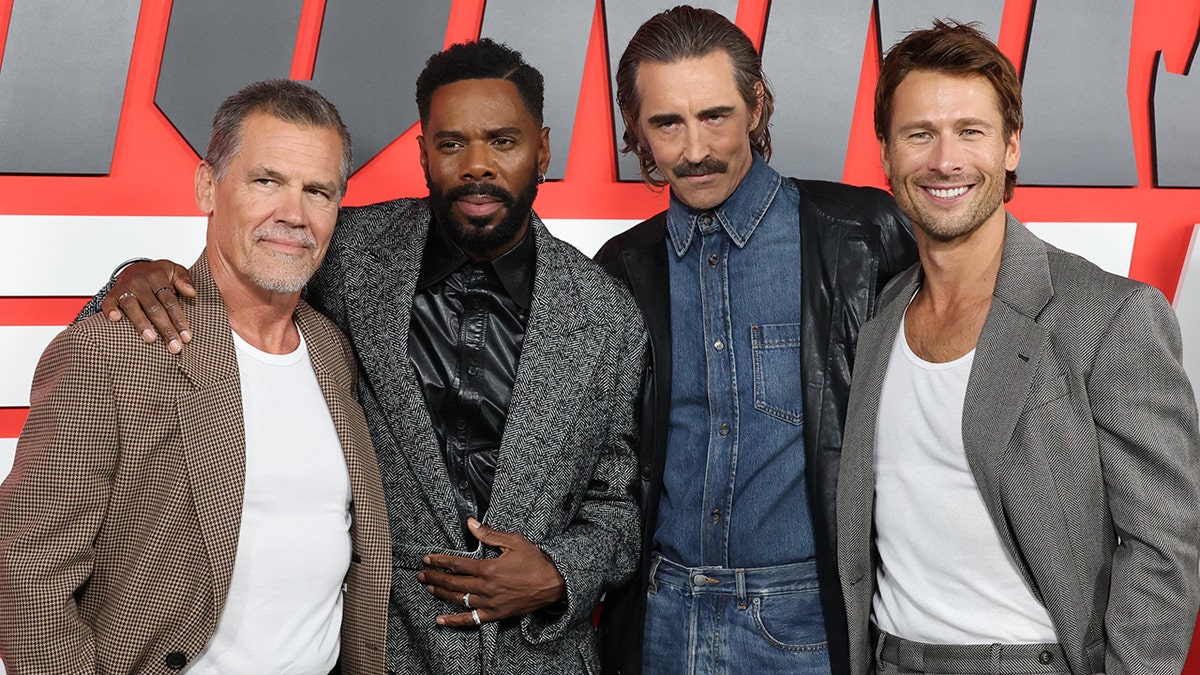Josh Brolin, Coleman Domingo, Lee Pace and Glen Powell at the premiere of "The Running Man" in New York in November 2025