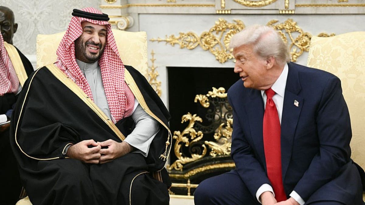 President Donald Trump sits with Mohammed Bin Salman in the Oval Office