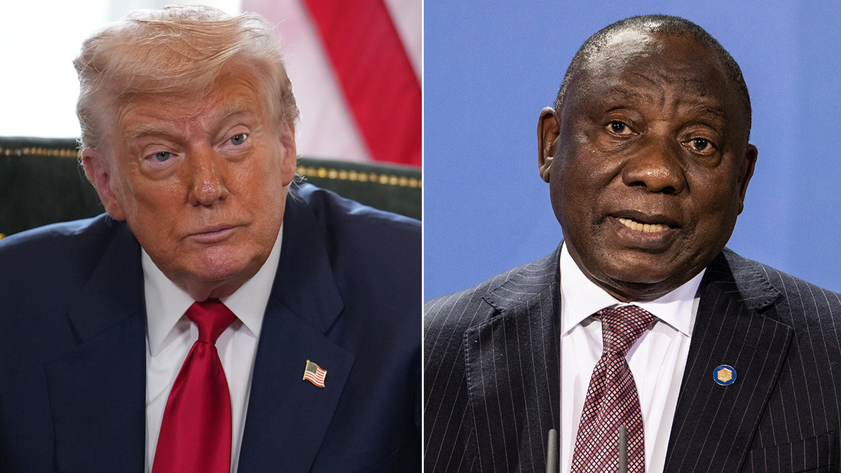 A side by side photo of President Donald Trump and South African President Cyril Ramaphosa
