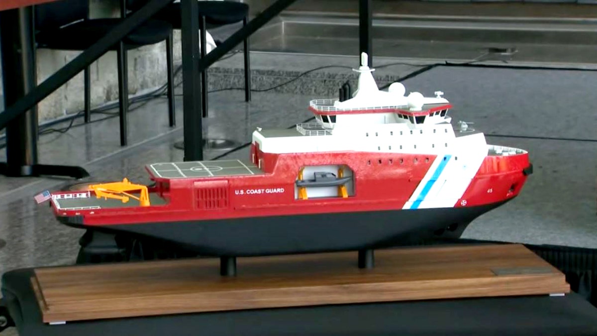 A model depicting a U.S. Coast Guard icebreaker