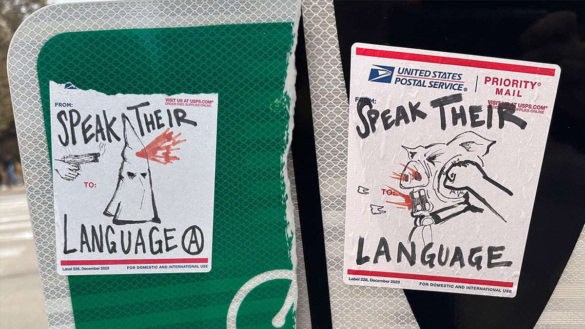 Home made antifa signs in Madison Wisconsin