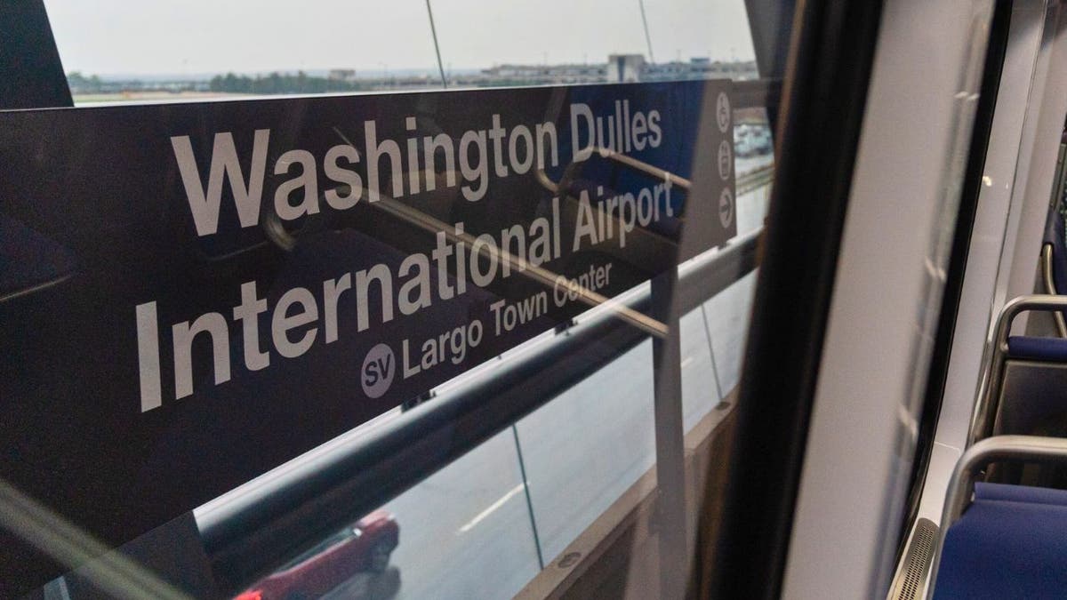 Washington Dulles International Airport Metro station sign in Virginia