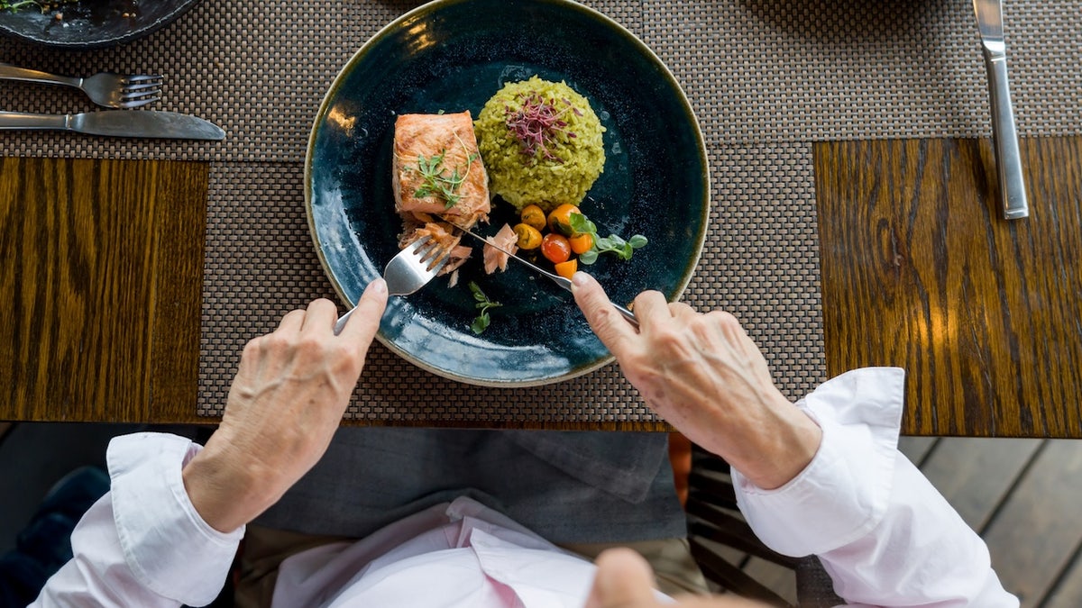 Woman eating healthy meal