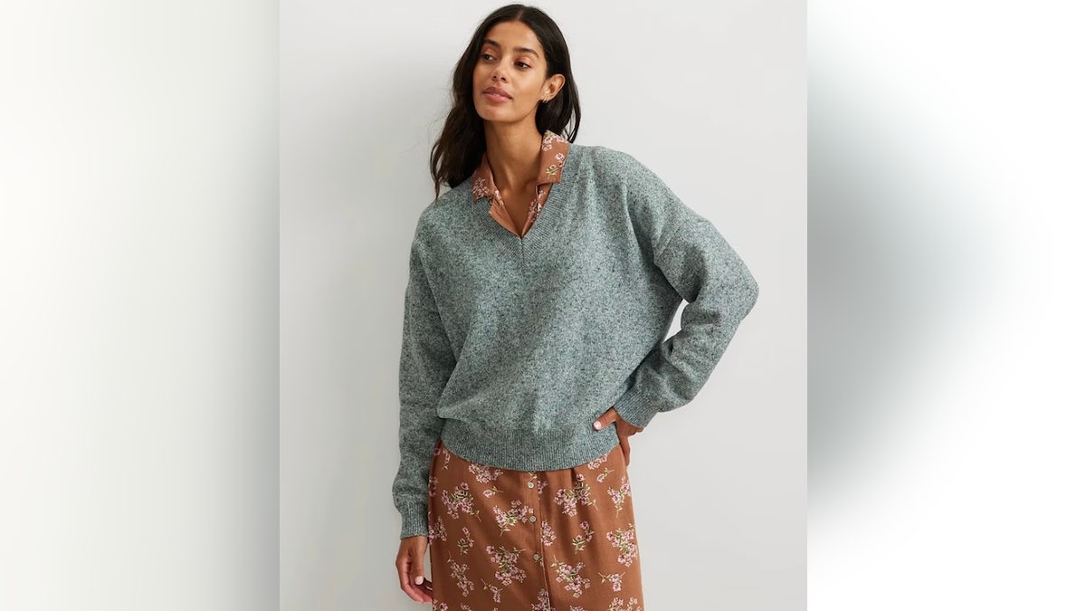 This sweater is a great layering option.