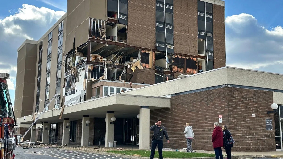 An explosion that damaged part of a building in Youngstown, Ohio