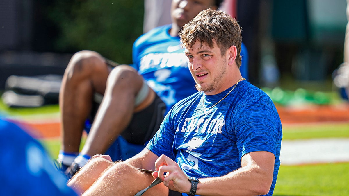 Zach Calzada astatine practice