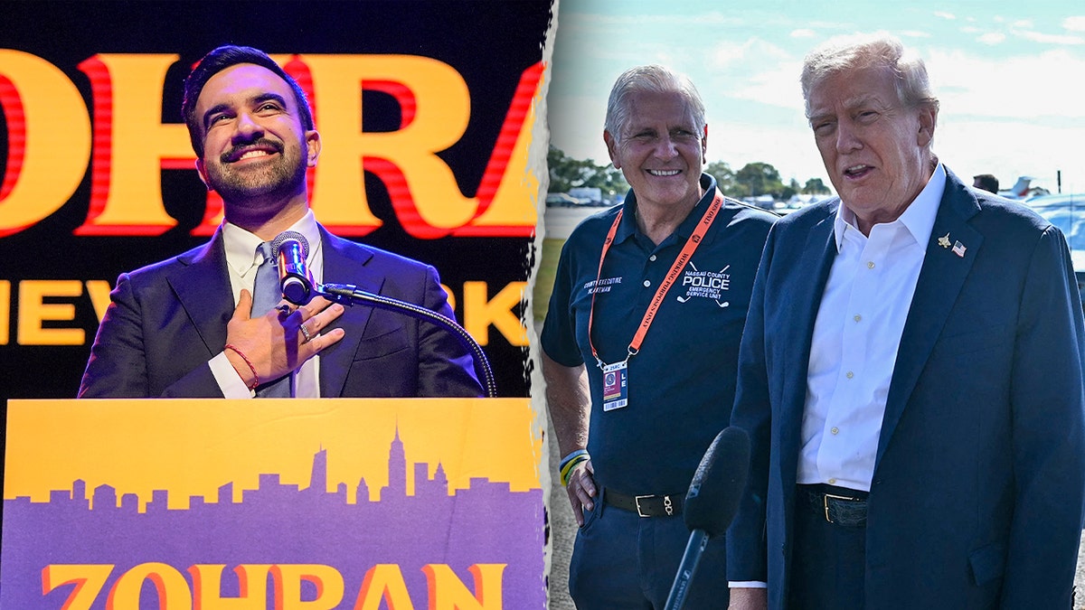 Zohran Mamdani aparece en una imagen dividida con Bruce Blakeman y el presidente Donald Trump