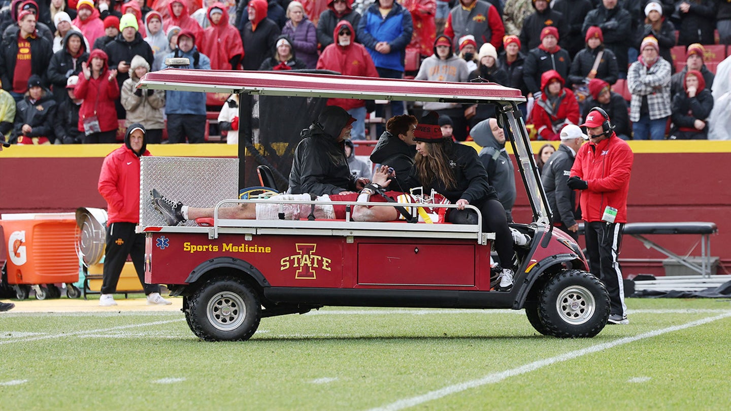 Iowa State player carted off, hospitalized after collapsing on field from brutal hit