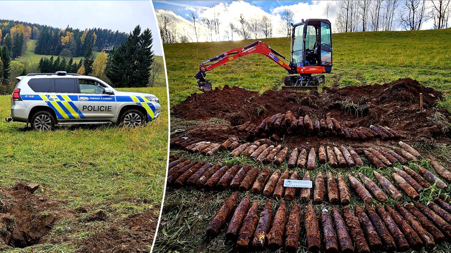 Father and son, whereas metallic detecting, discover 138+ artillery shells in Czech forest Father and son, whereas metallic detecting, discover 138+ artillery shells in Czech forest