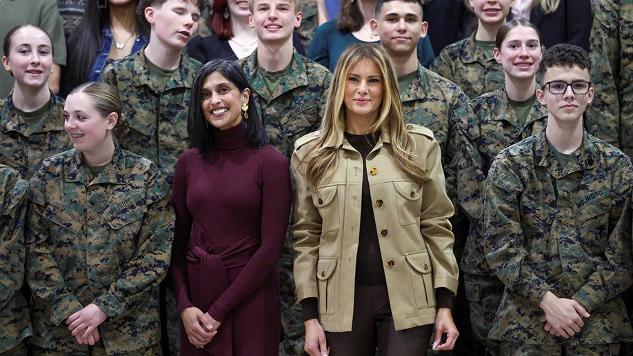 Melania Trump and Usha Vance at Lejeune High School