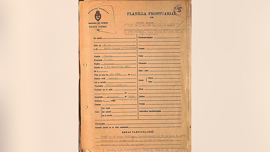 ID card issued to Mengele.