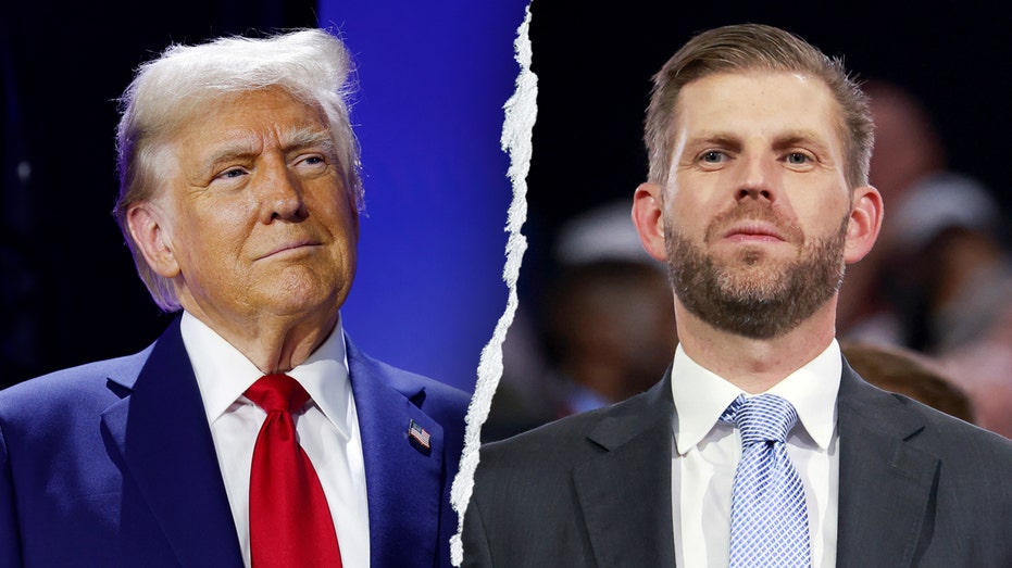 Eric Trump calls his father live on stage during Turning Point event