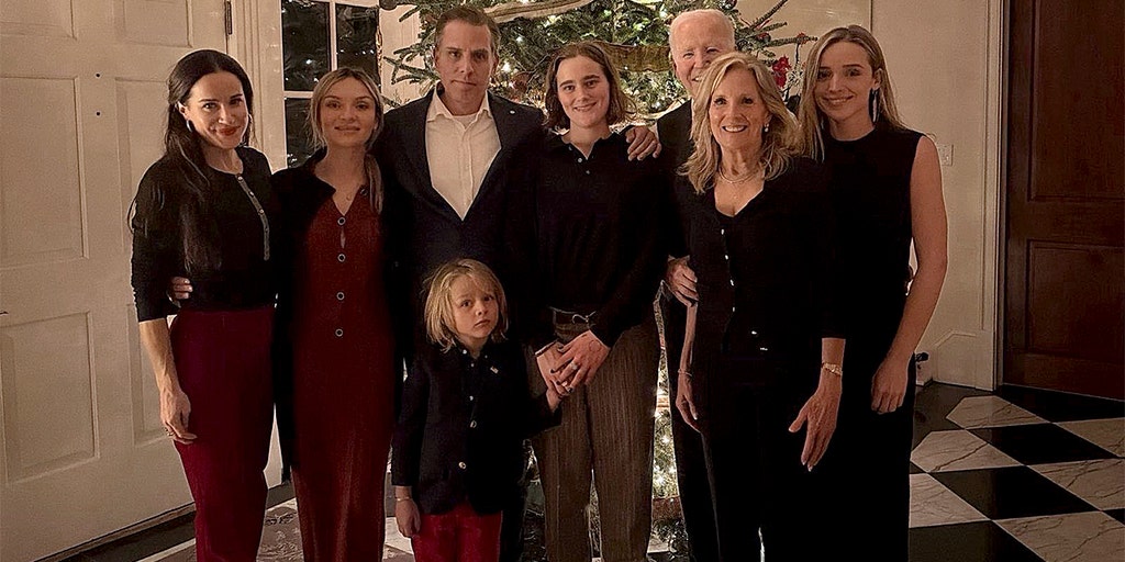 Biden nearly invisible in own Christmas family photo as Hunter takes center stage