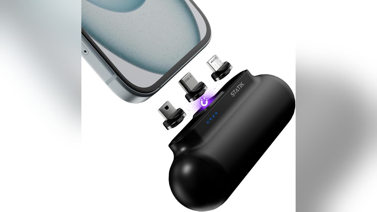 This charger fits in any bag or your pocket.