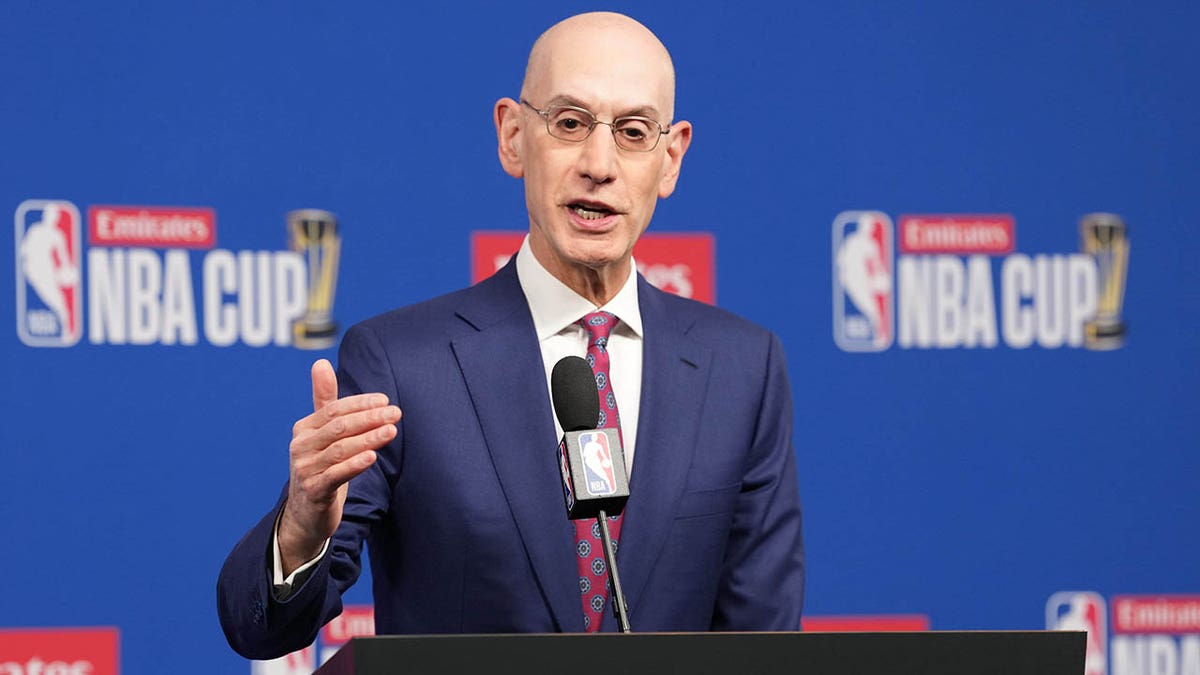 Adam Silver speaks during a news conference