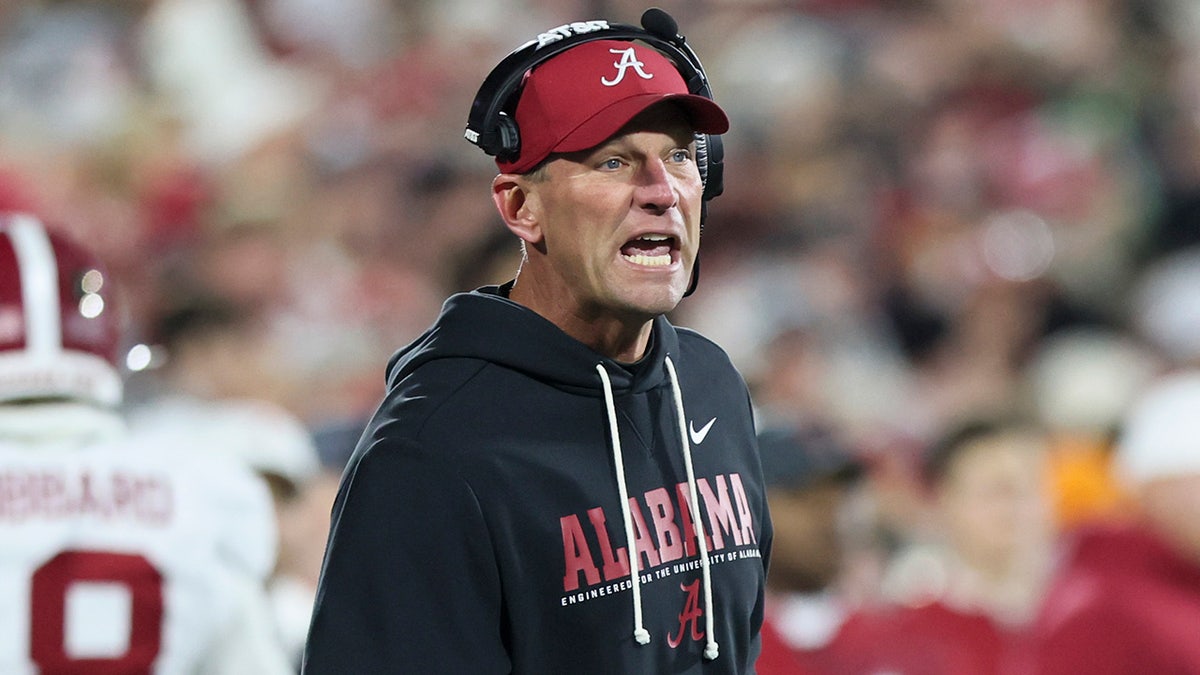 Kalen DeBoer yells to his team