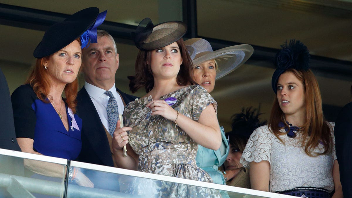 Andrew with Sarah Ferguson and their girls Eugenie and Beatrice