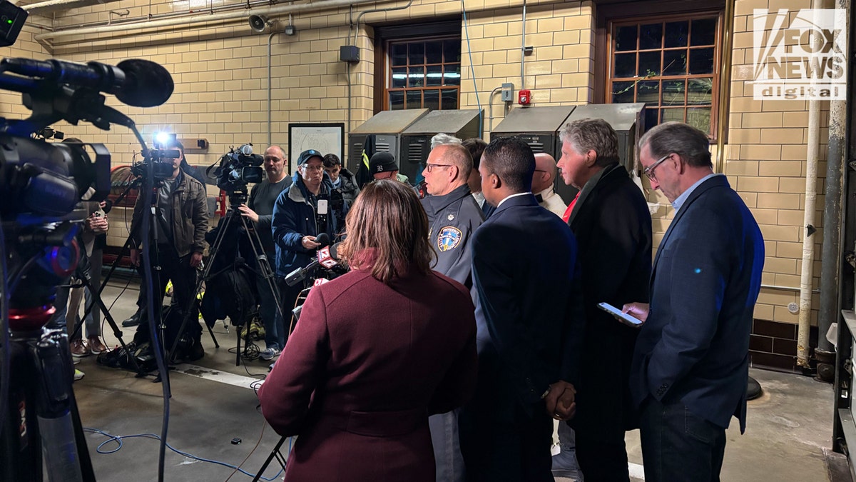 City, university, state and federal officials hosted a news conference following a shooting at Brown University, Saturday, Dec. 13, 2025.