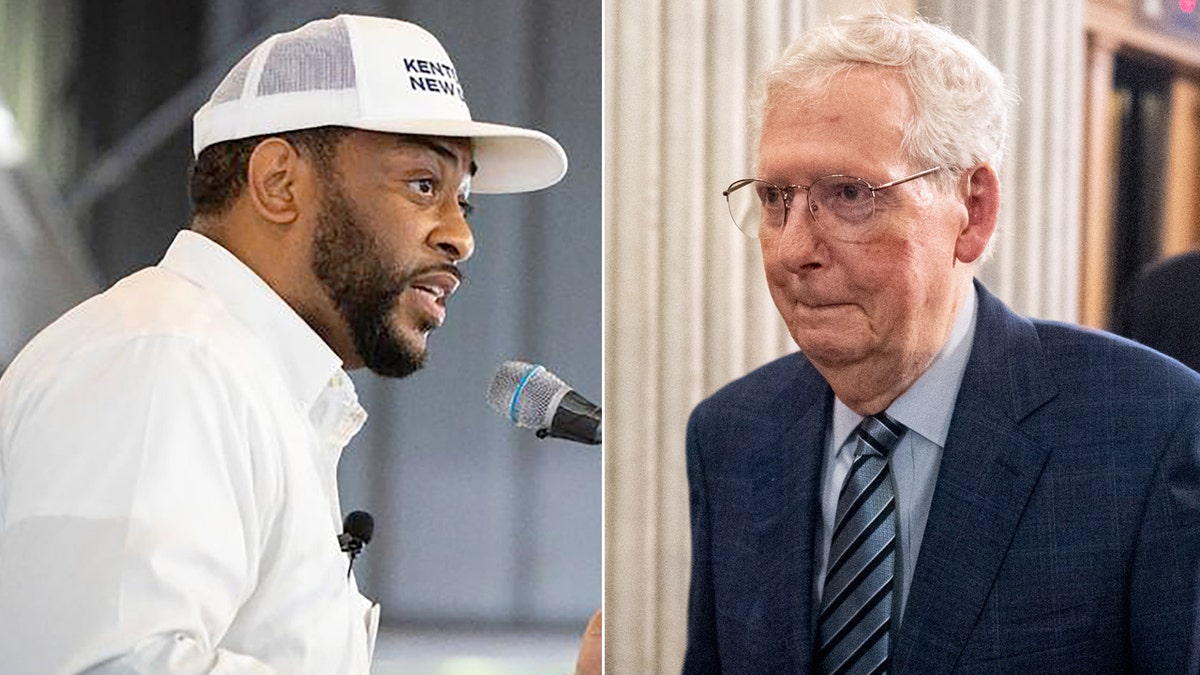 Left: Charles Booker; Right: Sen. Mitch McConnell