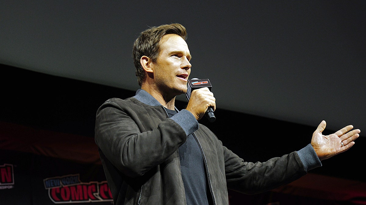 Chris Pratt speaks onstage