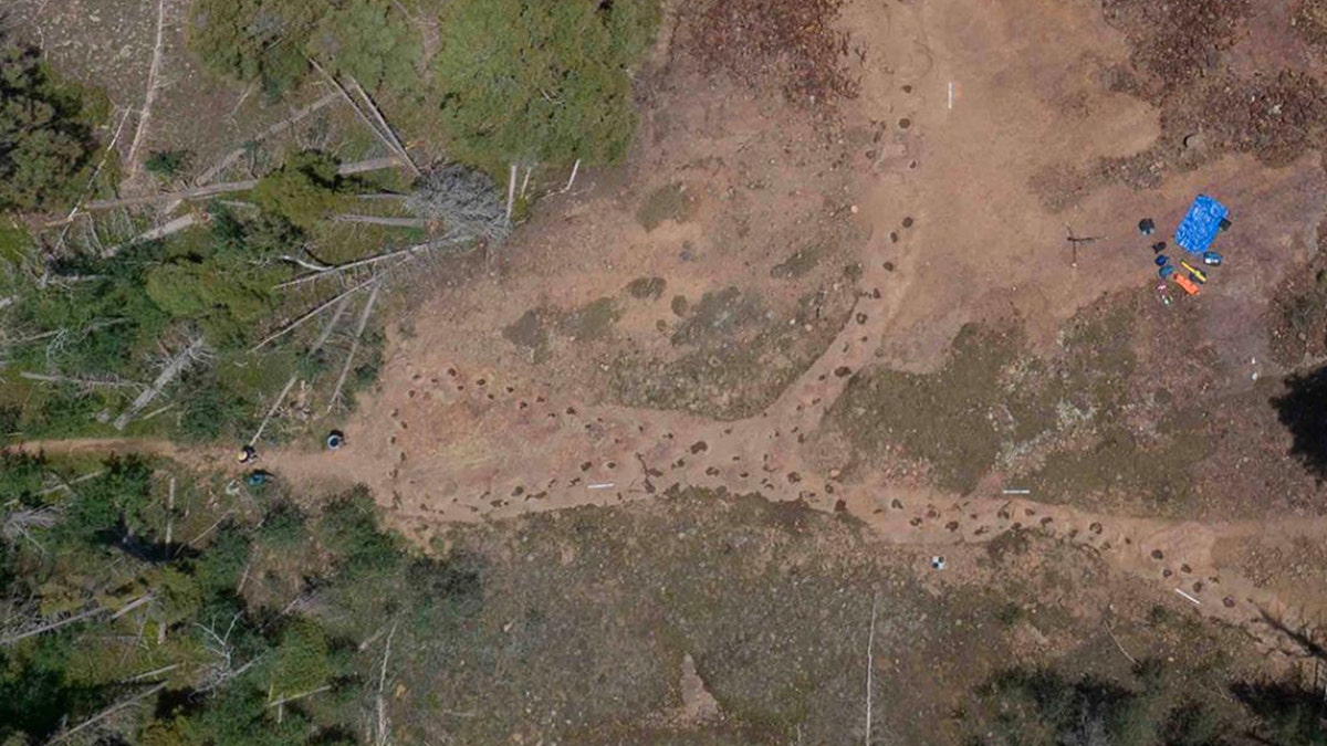 Large aerial of ancient trackway in Colorado