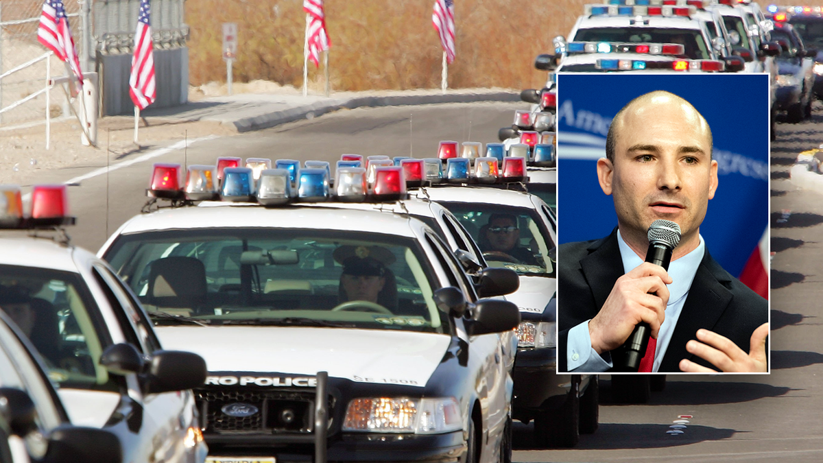 Inset com carro de polícia de Steve Descano