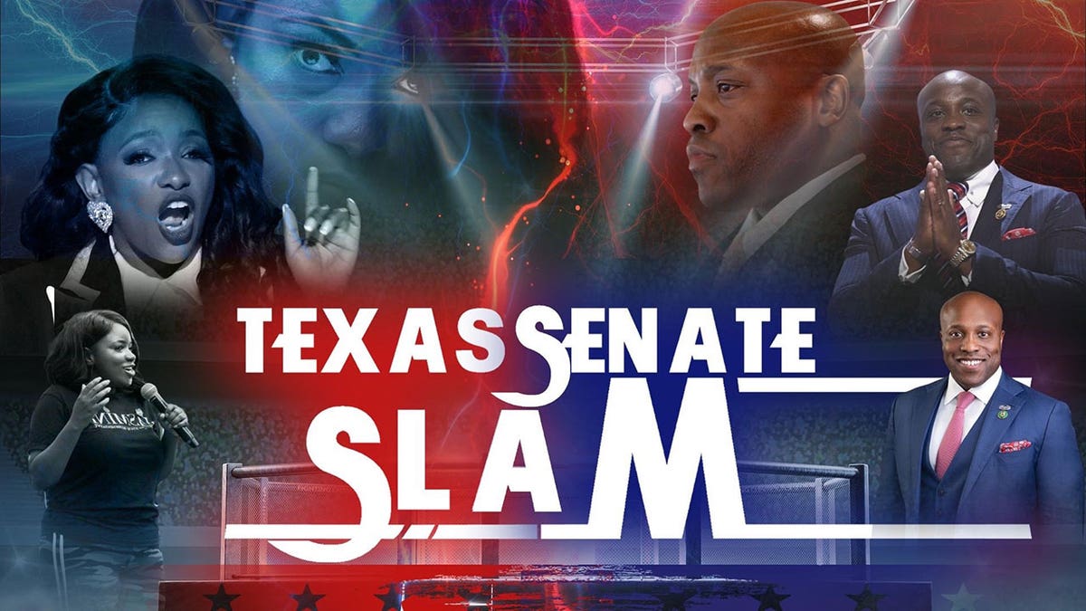 Info graphic showing a potential debate between Hunt and Crockett.