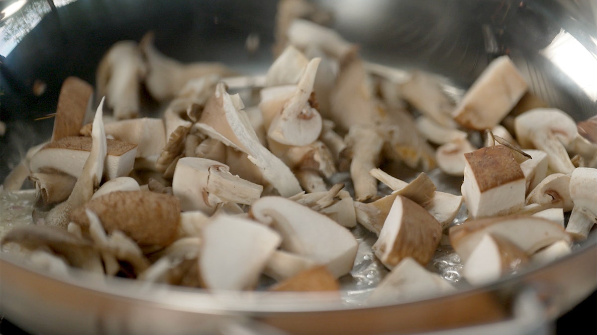 Shitake mushrooms in a bowl.