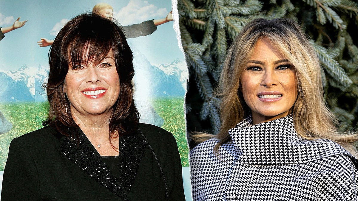A split-screen image showing Debbie Turner on the left and First Lady Melania Trump on the right.