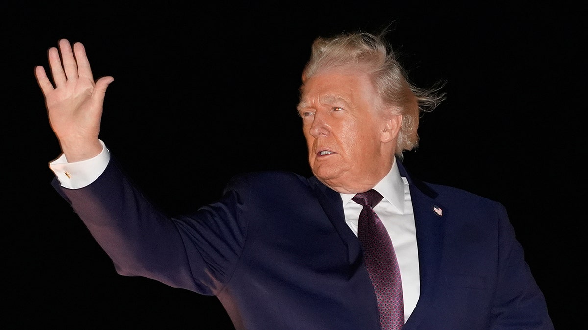 President Donald Trump exits Air Force One