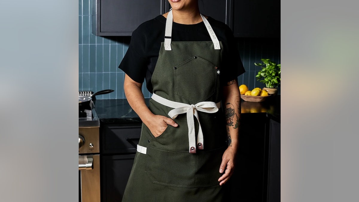 An Eco Modern apron is liquid-resistant.