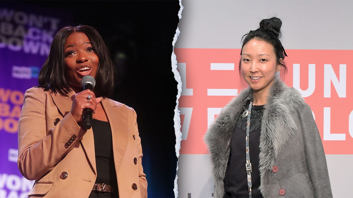 Os representantes Jasmine Crockett, D-Texas e Esther Varett, que está concorrendo ao Congresso na Califórnia.