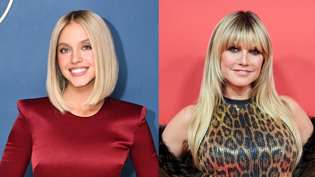 Side by side split of Heidi Klum and Sydney Sweeney