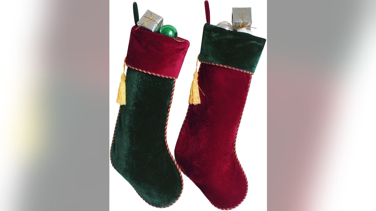 Solid reds and greens make up some of the Ralph Lauren look.