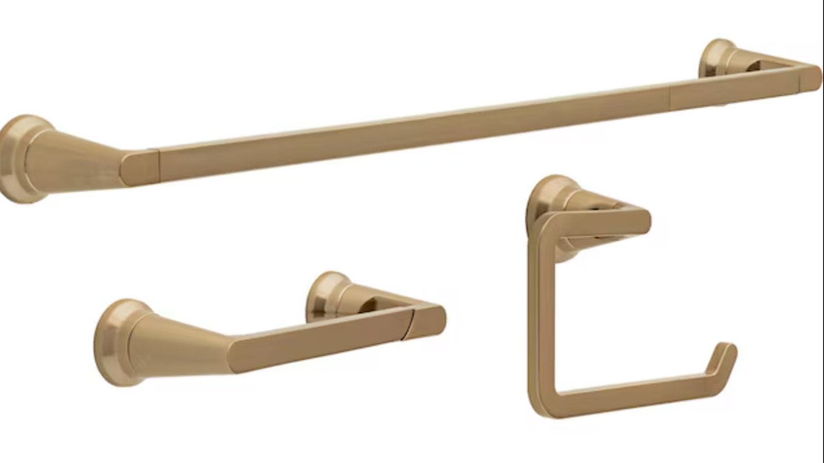 Swap out dated bathroom hardware for a trendy, champagne finish.