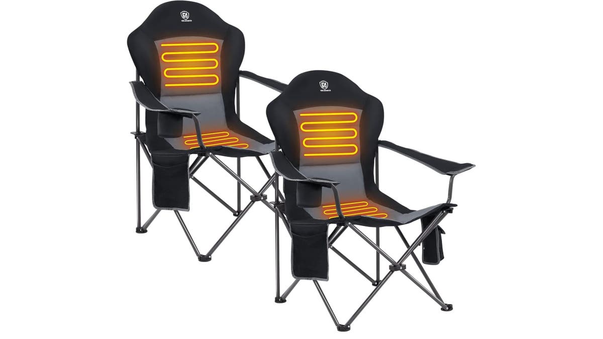 Get extra warmth by the fire pit with a heated chair.