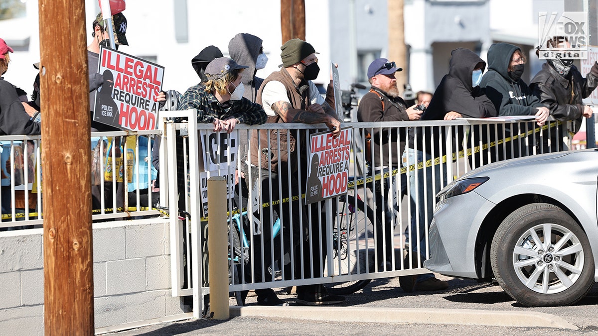 Anti-ICE protesters block law enforcement