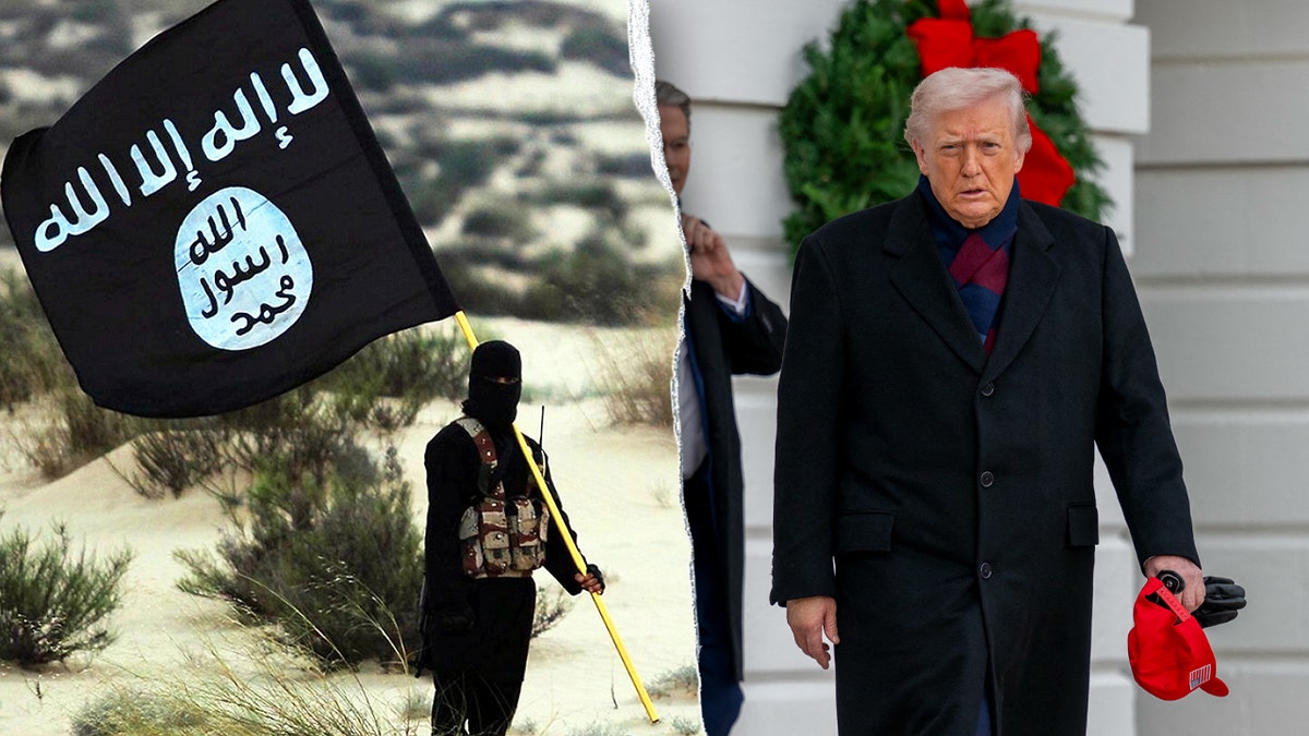 ISIS Syria flag and Donald Trump split image